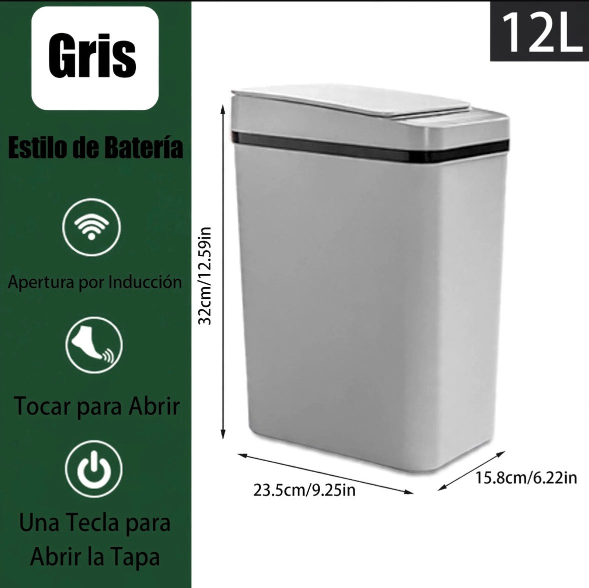 Basurero Inteligente Automático 12L con Sensor de Movimiento
