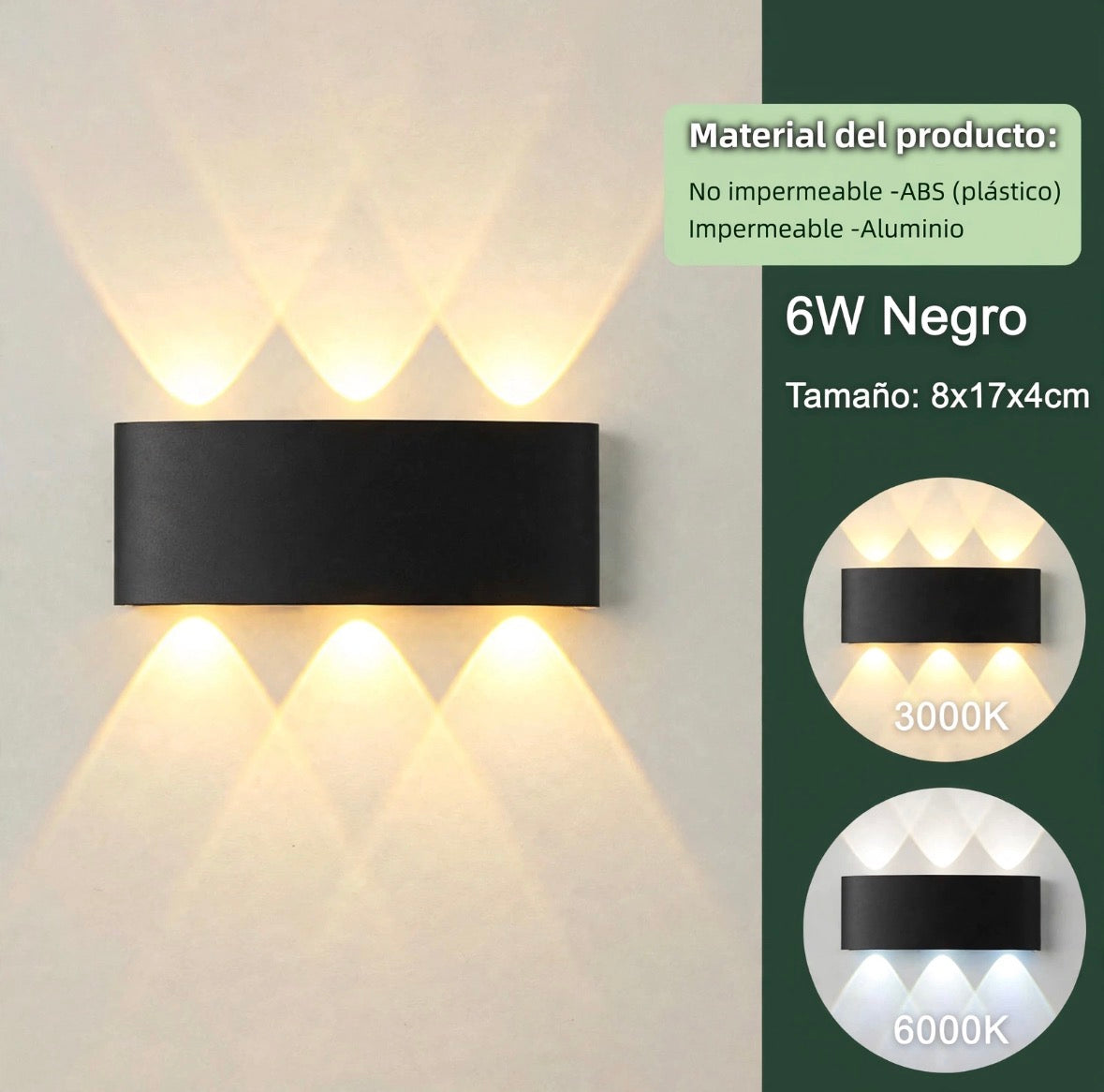 Lámpara de Pared LED Moderno para Interior y Exterior