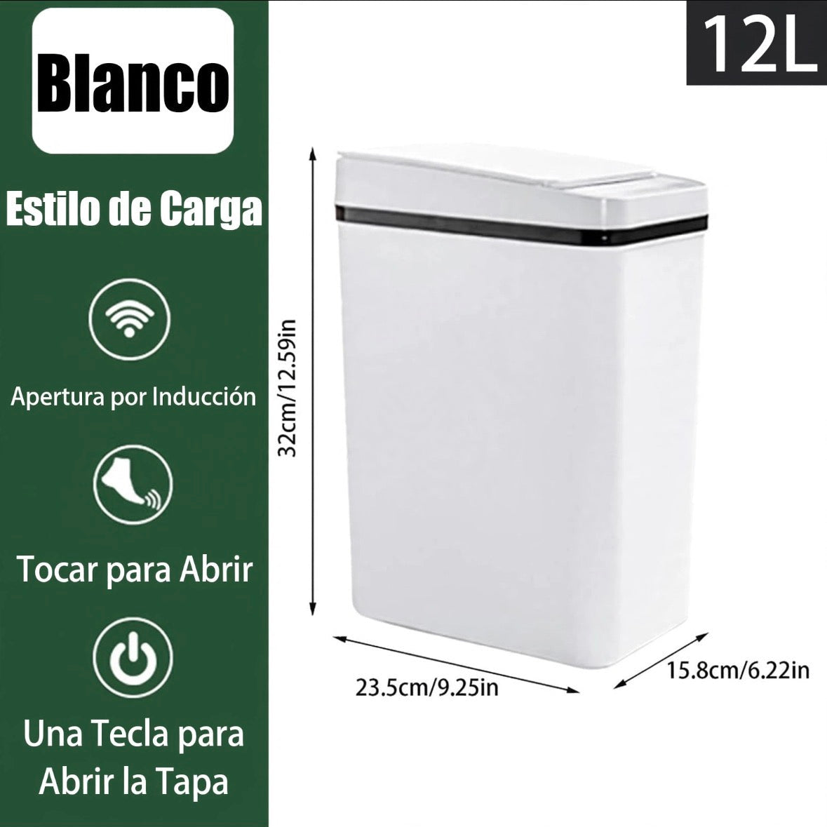 Basurero Inteligente Automático 12L con Sensor de Movimiento
