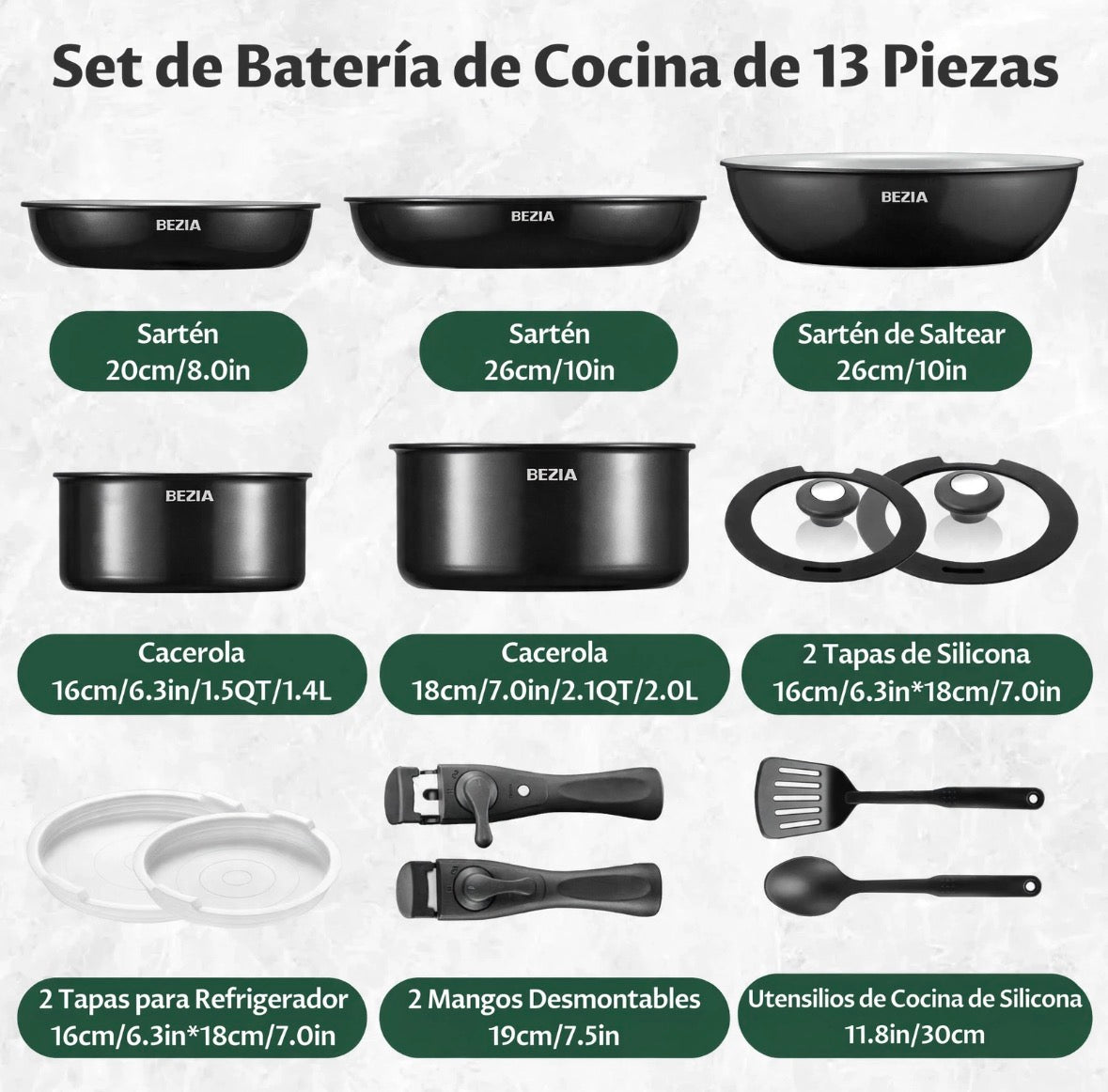 Batería de Cocina de Cerámica 13 Piezas Añade el Freidora de Aire con el cupón "PRIMERACOMPRA" y obtén 70 € de descuento.