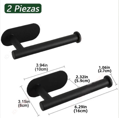 Portarrollos de Papel Higiénico Adhesivo para Baño (NEGRO, PLATA y ORO)