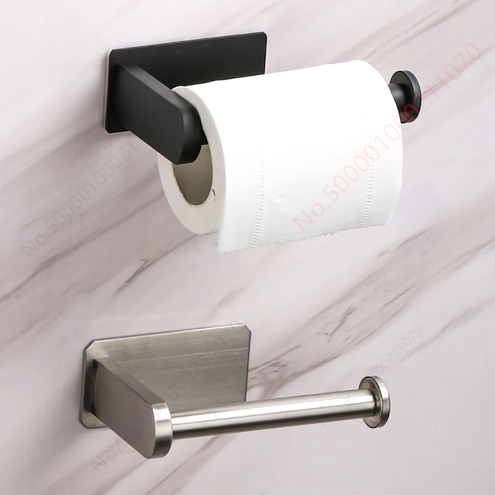 Portarrollos de Papel Higiénico Adhesivo para Baño (NEGRO, PLATA y ORO)