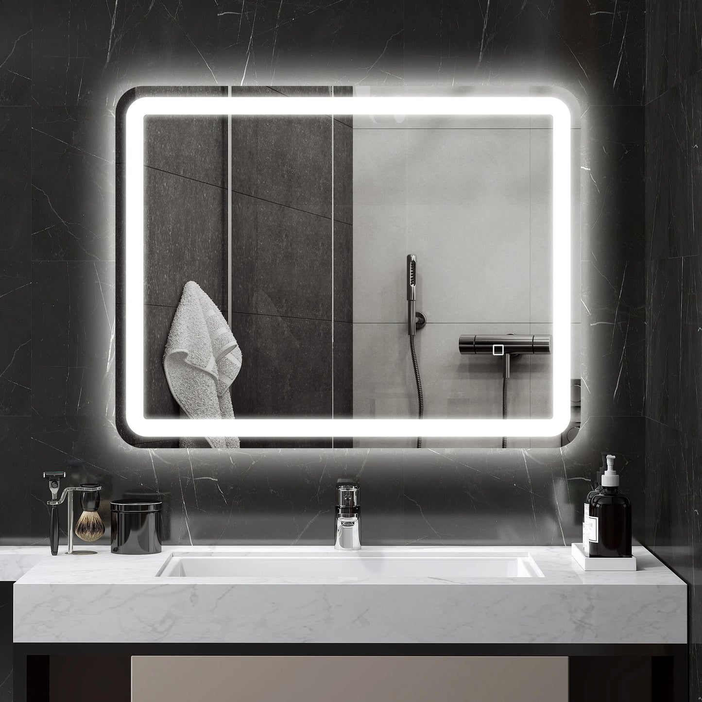 Espejo de Pared con Luz LED Regulable para Baño
