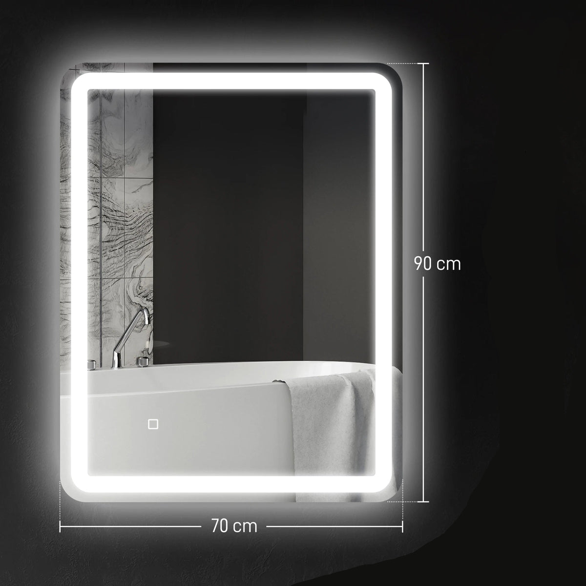 Espejo de Pared con Luz LED Regulable para Baño