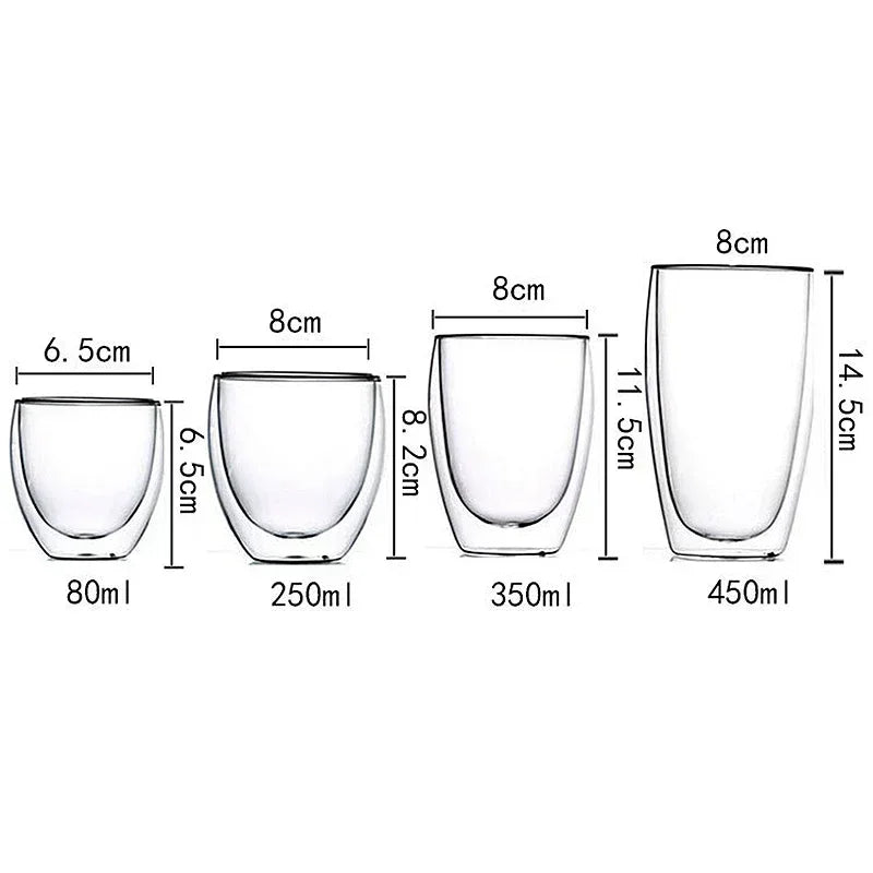 Vasos de Cristal de Doble Pared para Café y Té