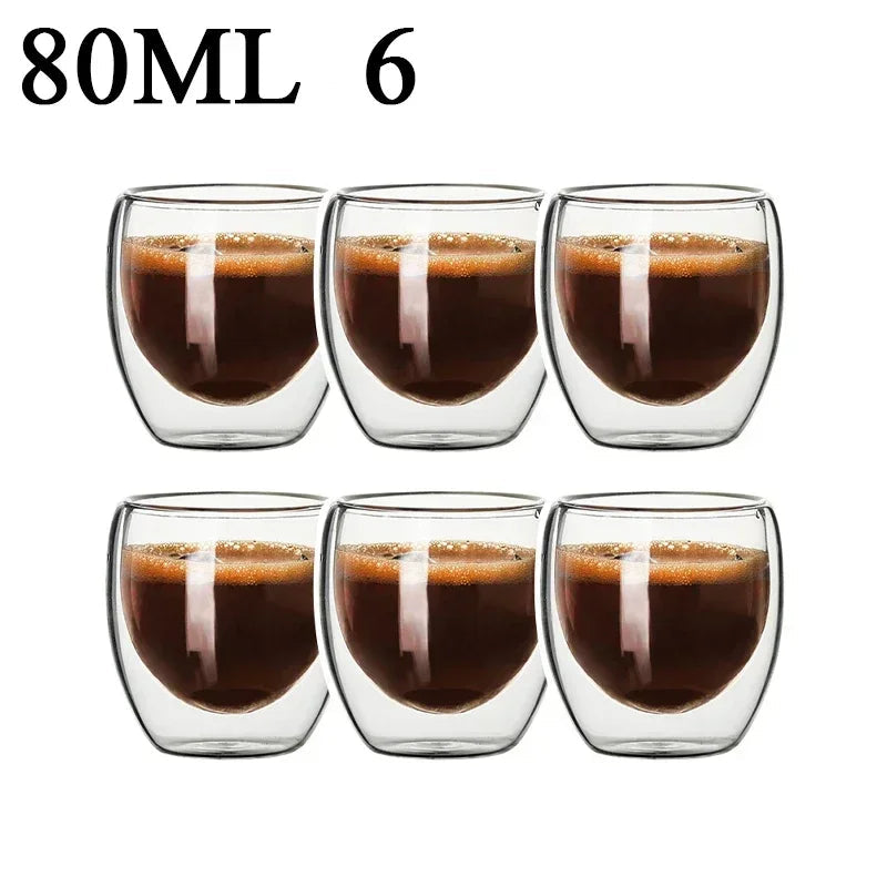 Vasos de Cristal de Doble Pared para Café y Té