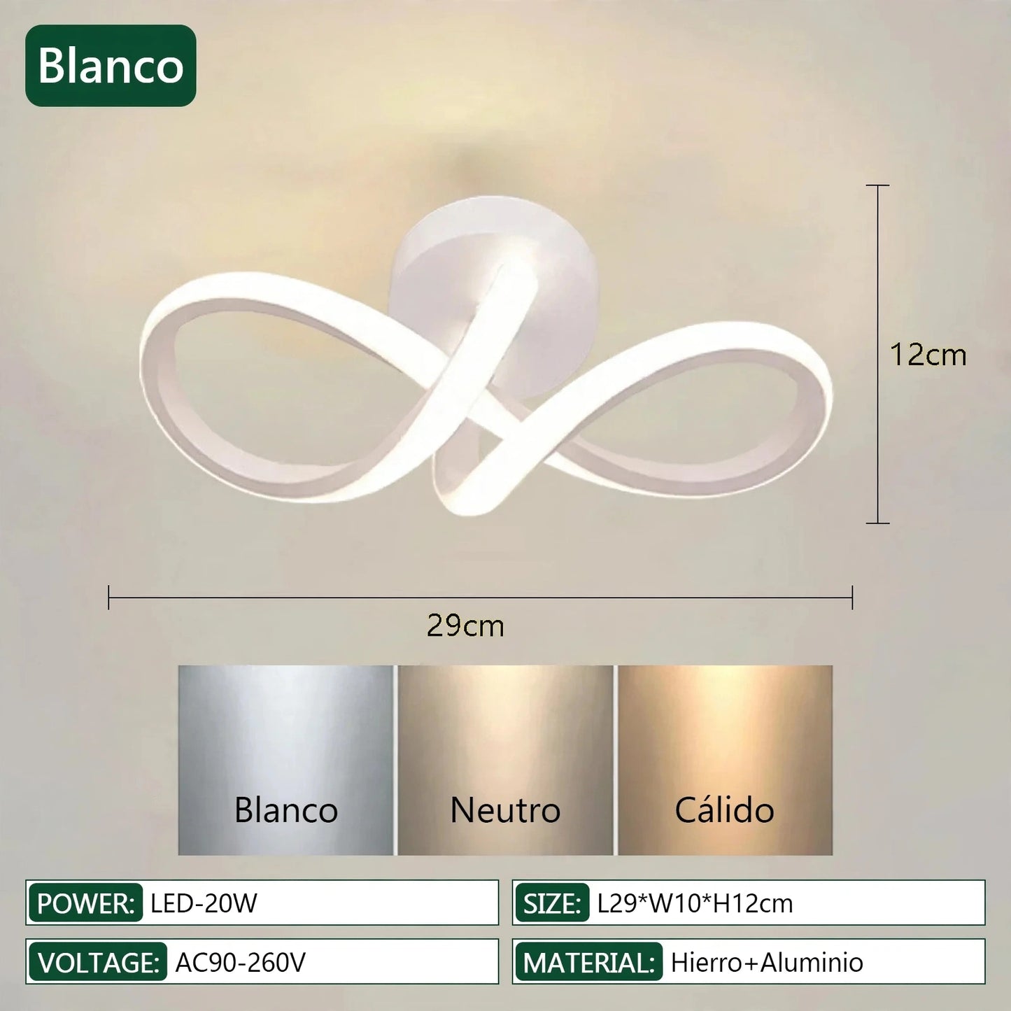 Lámpara de Techo LED Moderna Minimalista con 3 Tonos de Luz