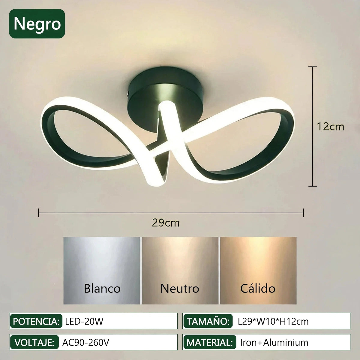 Lámpara de Techo LED Moderna Minimalista con 3 Tonos de Luz